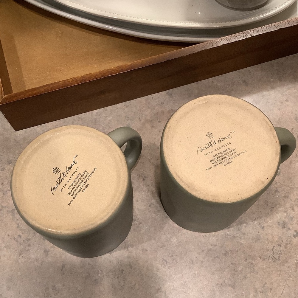 Set of 2 Hearth and Hand with Magnolia Matte Olive Green Coffee Mugs - Picture 8 of 8